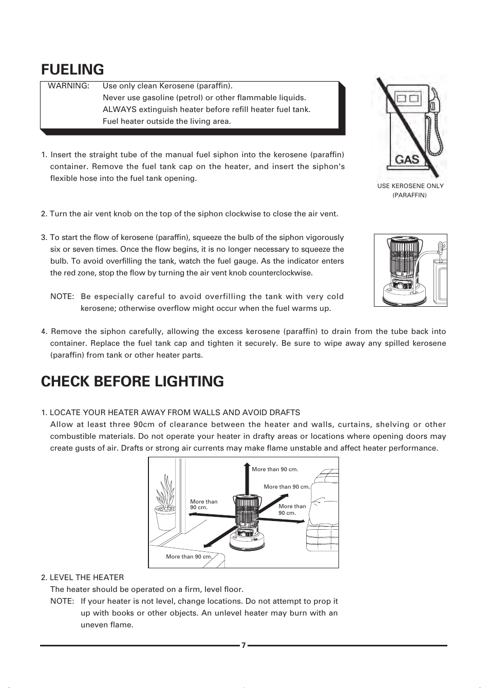 Fueling, Check before lighting | Toyotomi KS-47B User Manual | Page 9 / 20