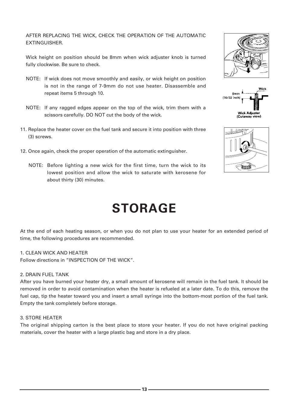 Storage | Toyotomi KS-27A User Manual | Page 14 / 16