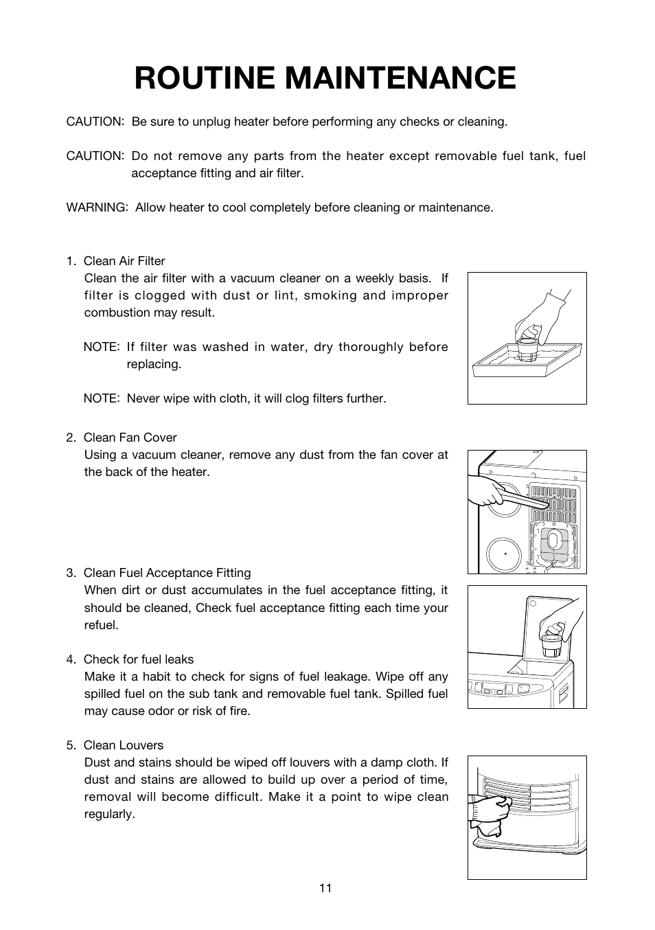 Routine maintenance | Toyotomi LC-32F User Manual | Page 12 / 15