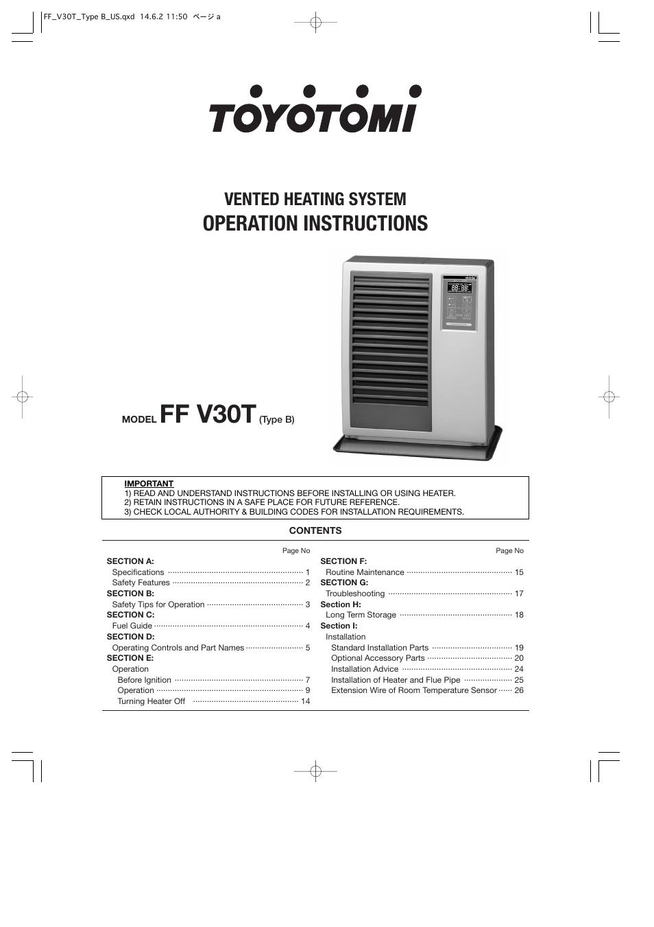 Toyotomi FF-V30T User Manual | 28 pages