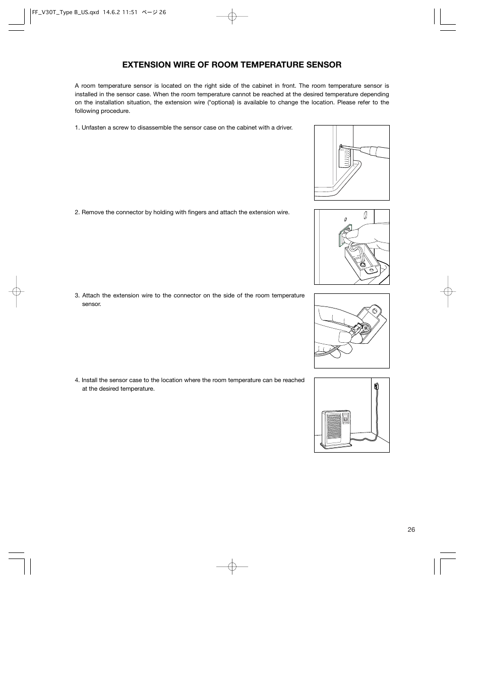 Extension wire of room temperature sensor | Toyotomi FF-V30T User Manual | Page 27 / 28