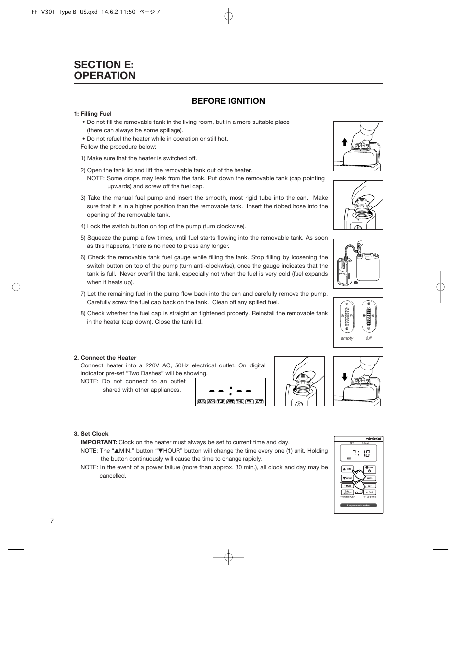 Before ignition | Toyotomi FF-V30T User Manual | Page 8 / 28