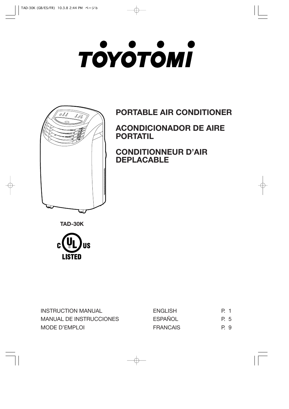 Toyotomi TAD-30K User Manual | 16 pages