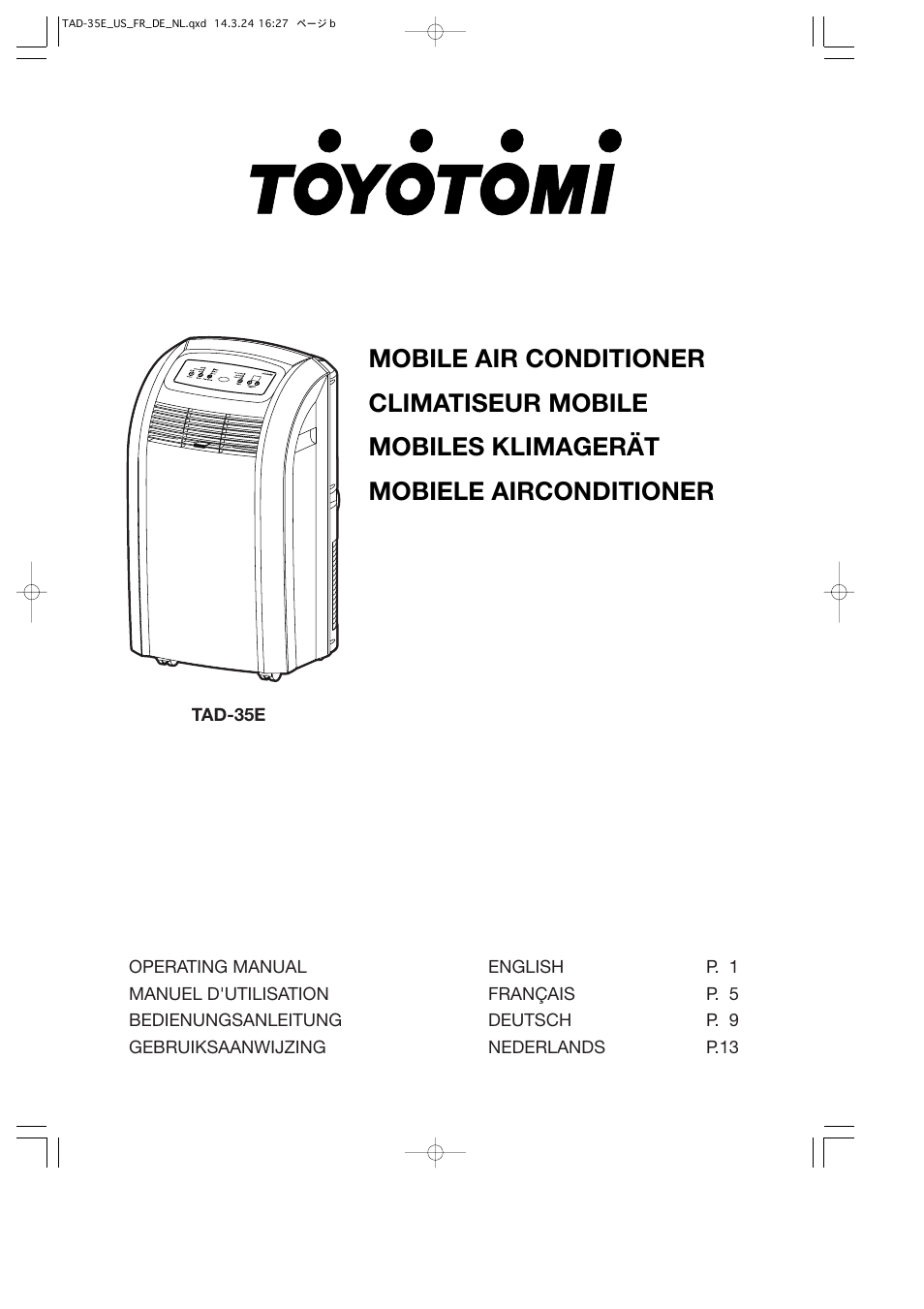 Toyotomi TAD-35E User Manual | 8 pages