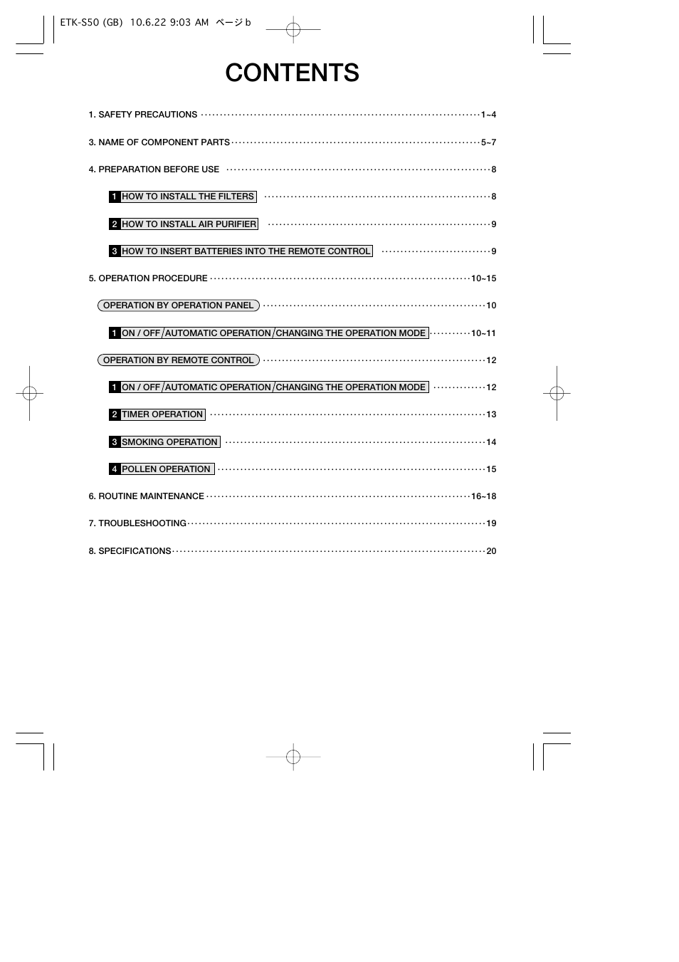 Toyotomi ETK-S50 User Manual | Page 2 / 23