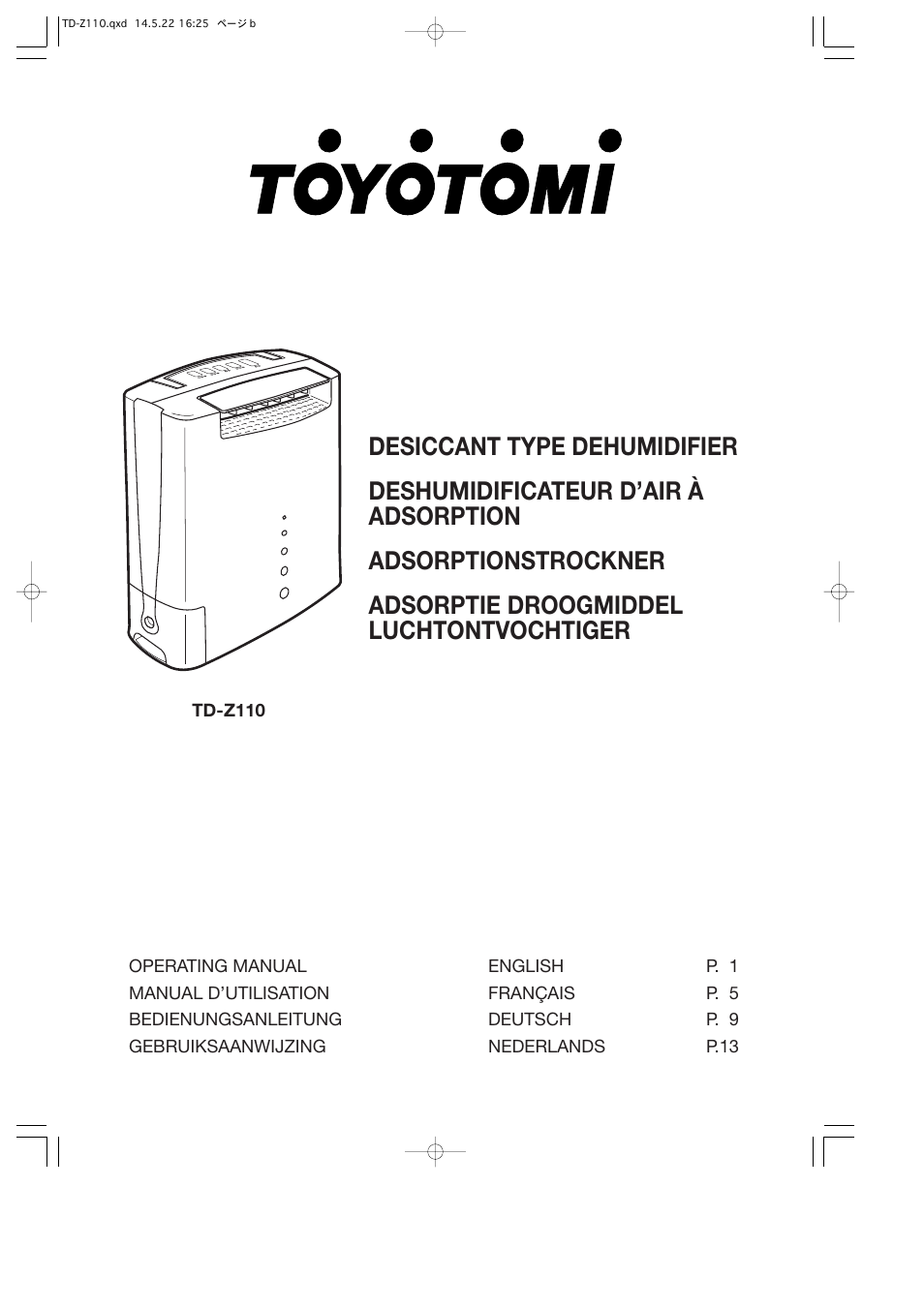 Toyotomi TD-Z110 User Manual | 8 pages