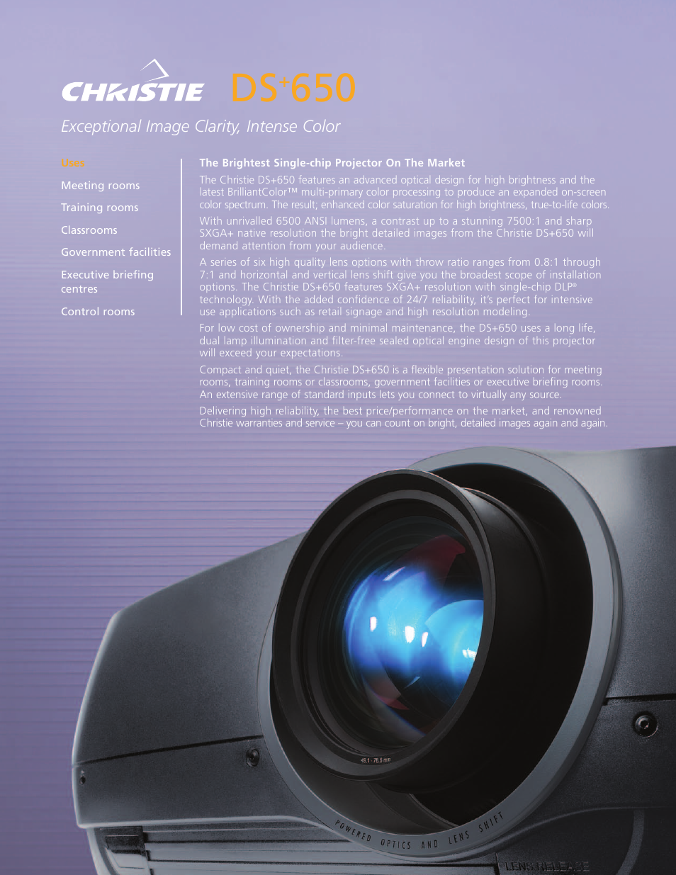 Christie Digital Systems Christie DS+650 User Manual | 2 pages
