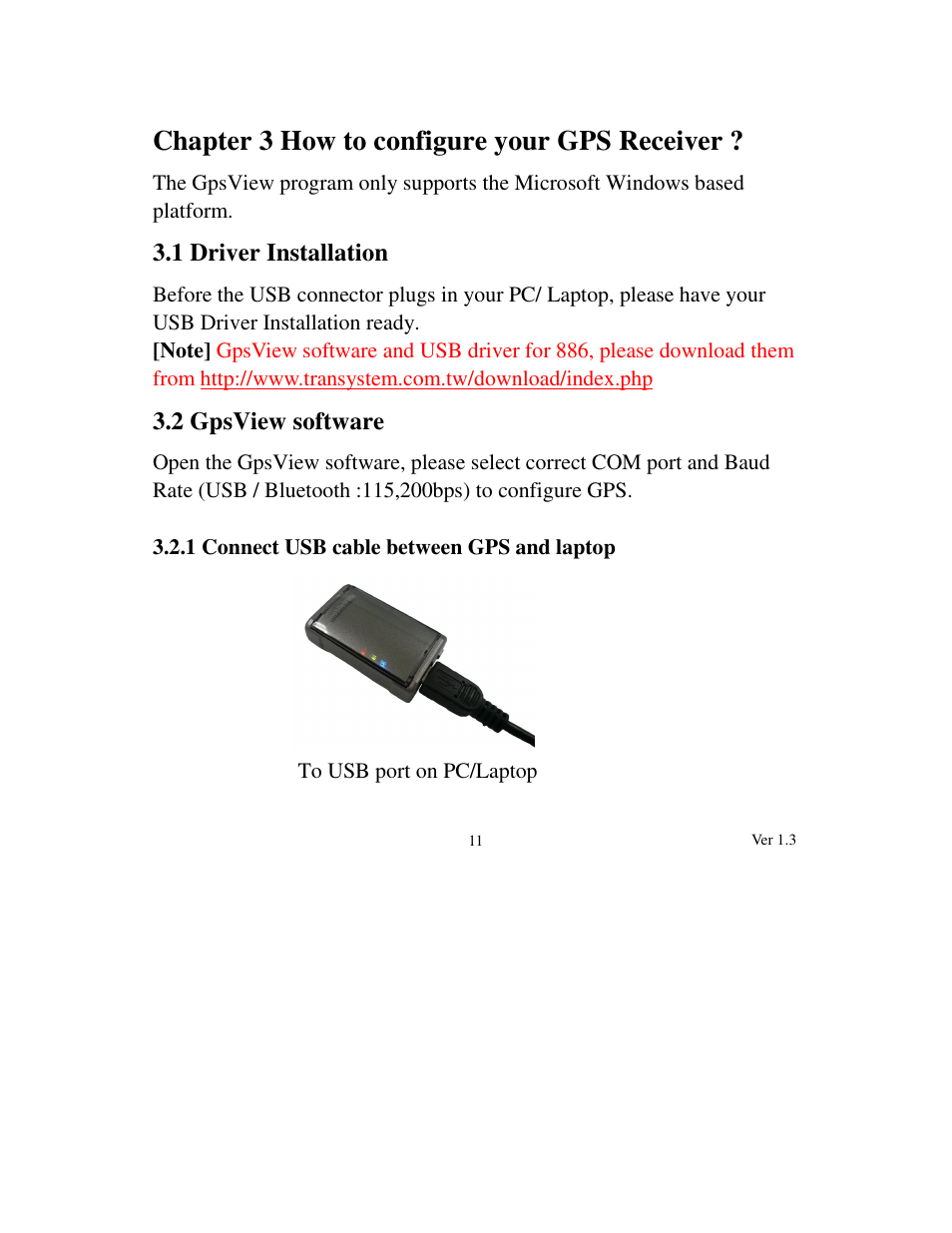Chapter 3 how to configure your gps receiver | Transystem mobileMate 886 User Manual | Page 12 / 26