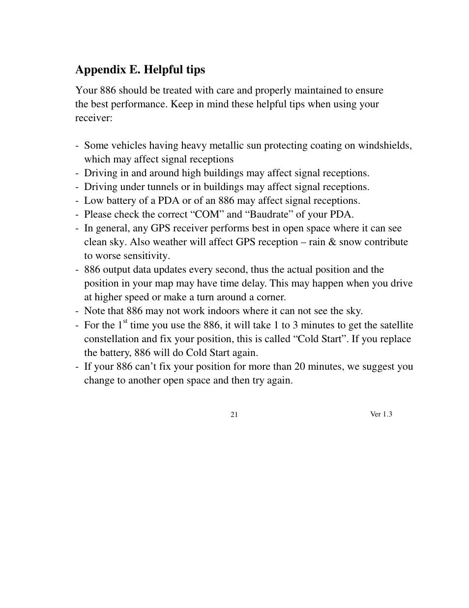 Appendix e. helpful tips | Transystem mobileMate 886 User Manual | Page 22 / 26