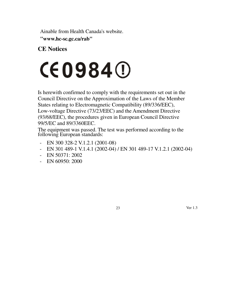 Ce notices | Transystem mobileMate 886 User Manual | Page 24 / 26