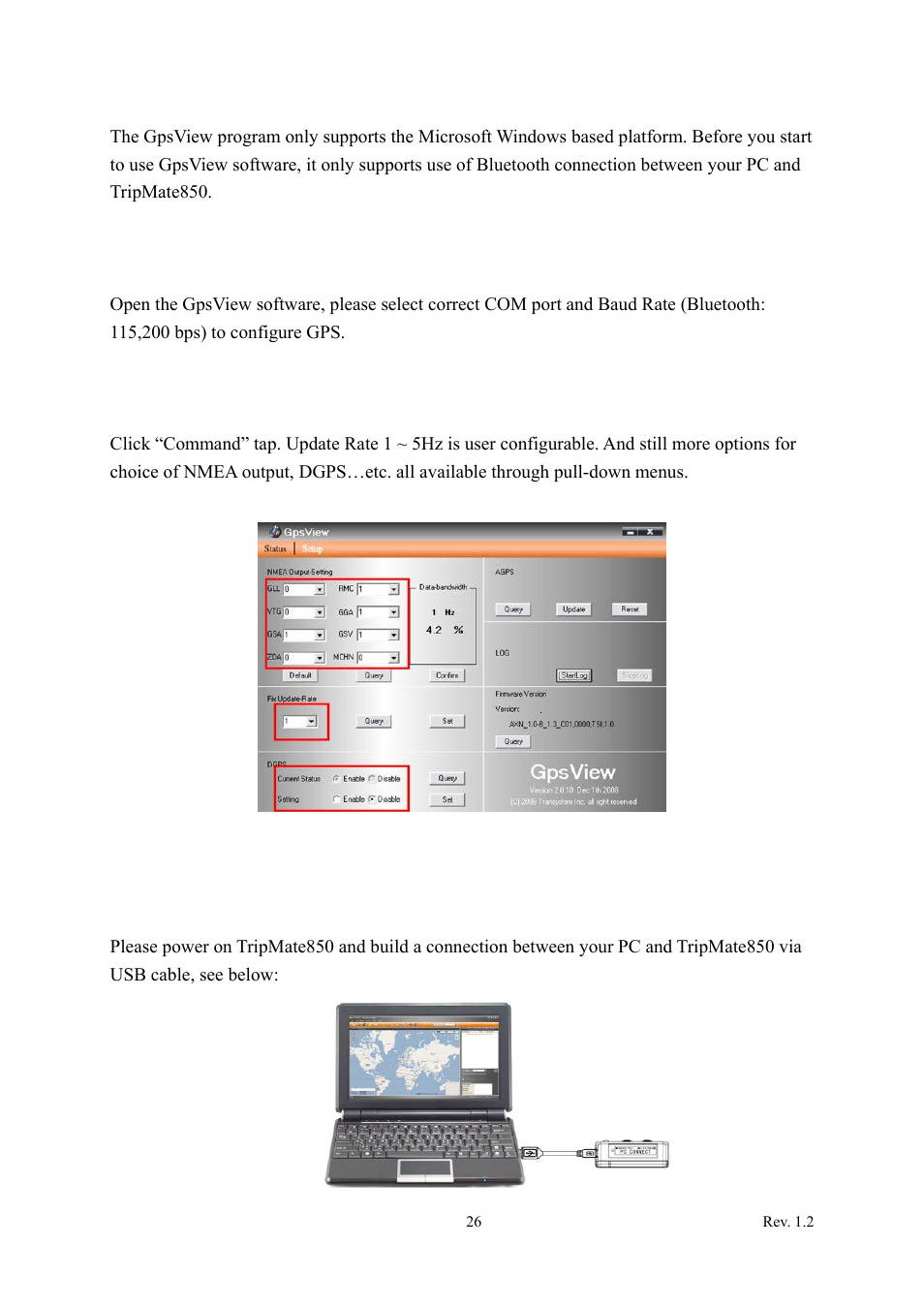 Chapter3. how to configure your gps record, Gpsview software, Using gpsview program | Download agps, 1 gpsview software, 2 download agps | Transystem TripMate 850 User Manual | Page 27 / 34