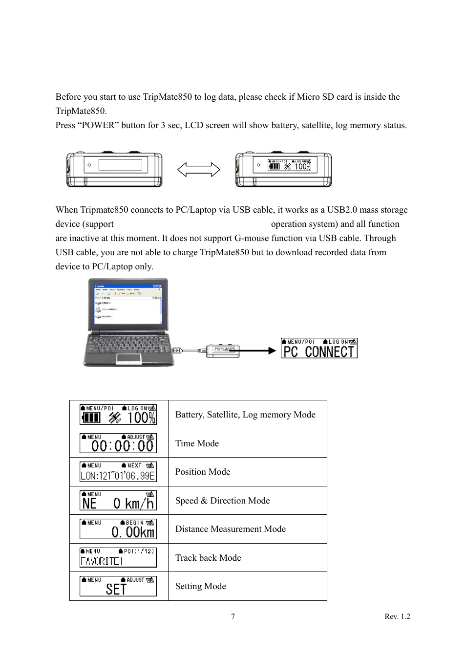 Chapter2. getting started, Turn on/off tripmate850, Main flow | 1 turn on/off tripmate850, 2 main flow | Transystem TripMate 850 User Manual | Page 8 / 34