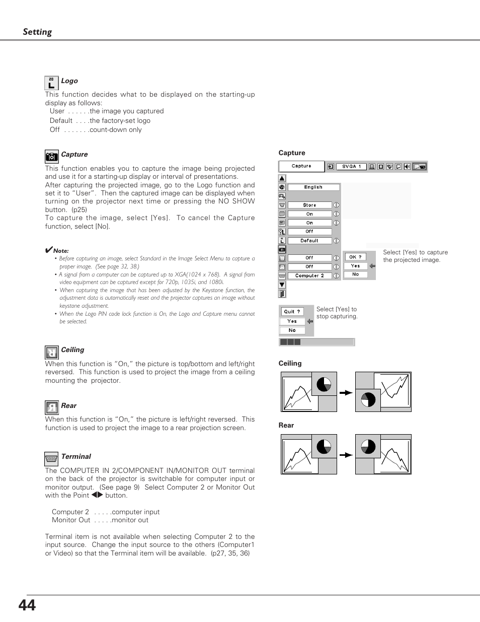 Setting | Christie Digital Systems 38-VIV208-03 User Manual | Page 44 / 64