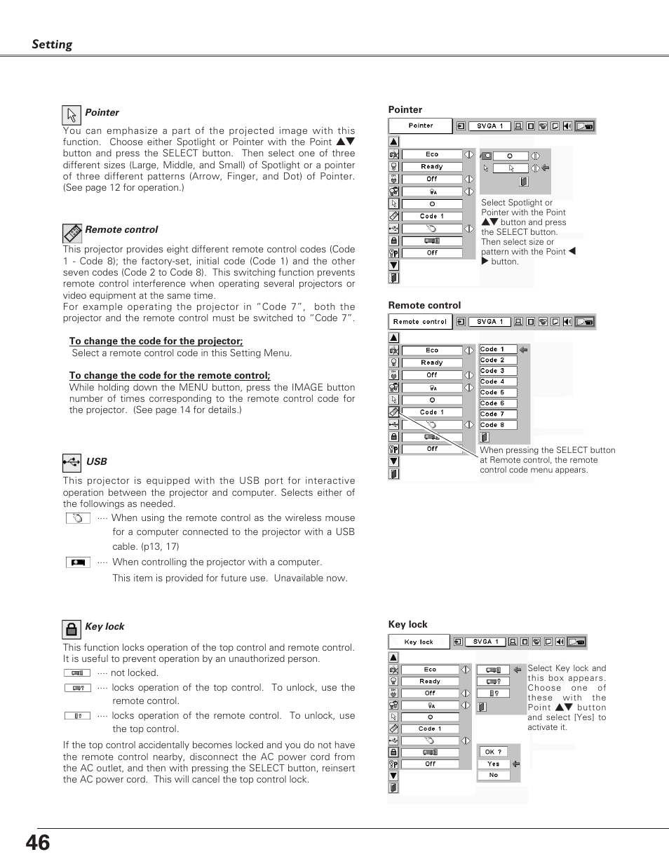 Setting | Christie Digital Systems 38-VIV208-03 User Manual | Page 46 / 64