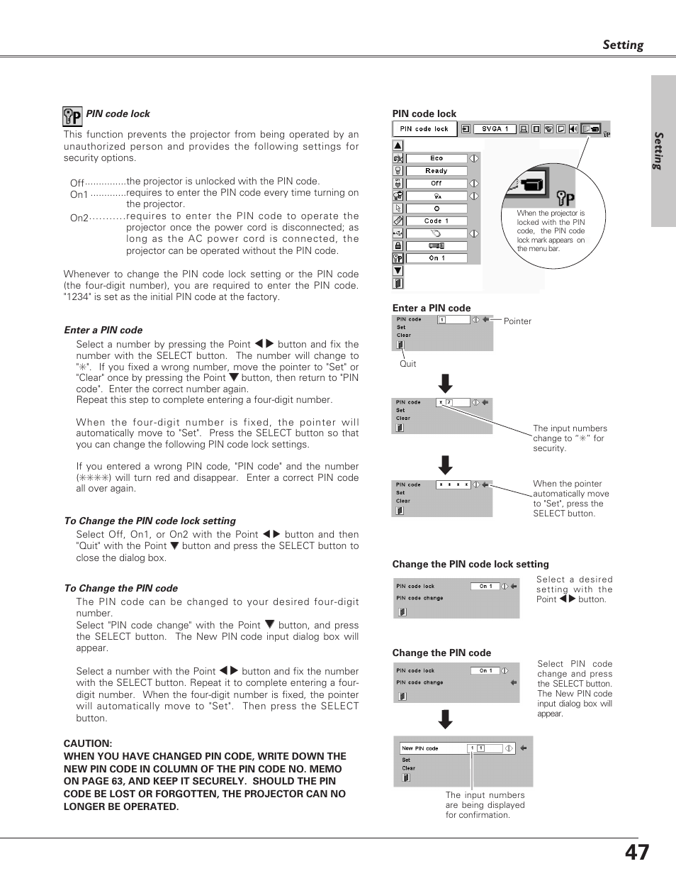 Setting | Christie Digital Systems 38-VIV208-03 User Manual | Page 47 / 64