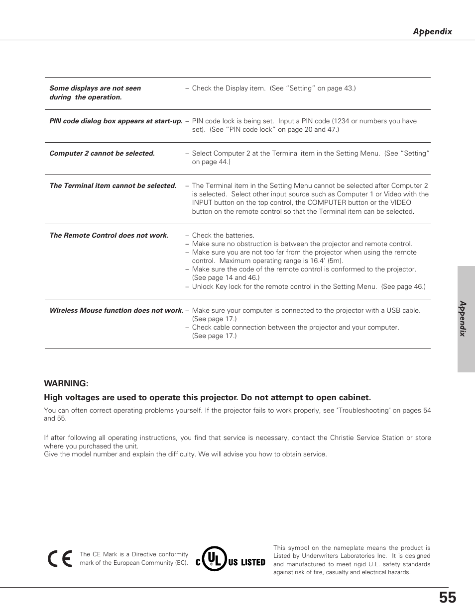 Christie Digital Systems 38-VIV208-03 User Manual | Page 55 / 64