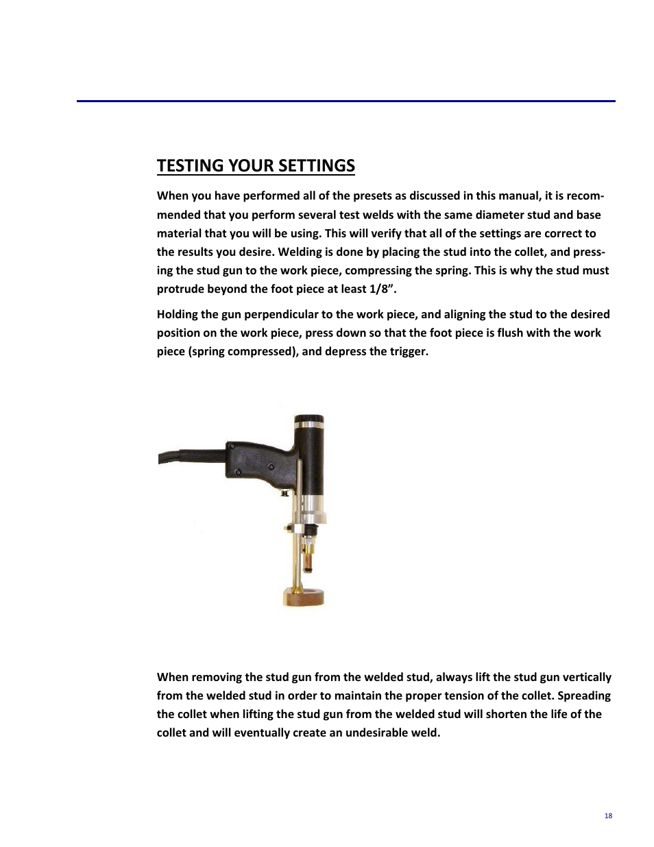 Testing weld settings, Testing your settings | Tru-Weld TWE250 CD Welder User Manual | Page 18 / 24
