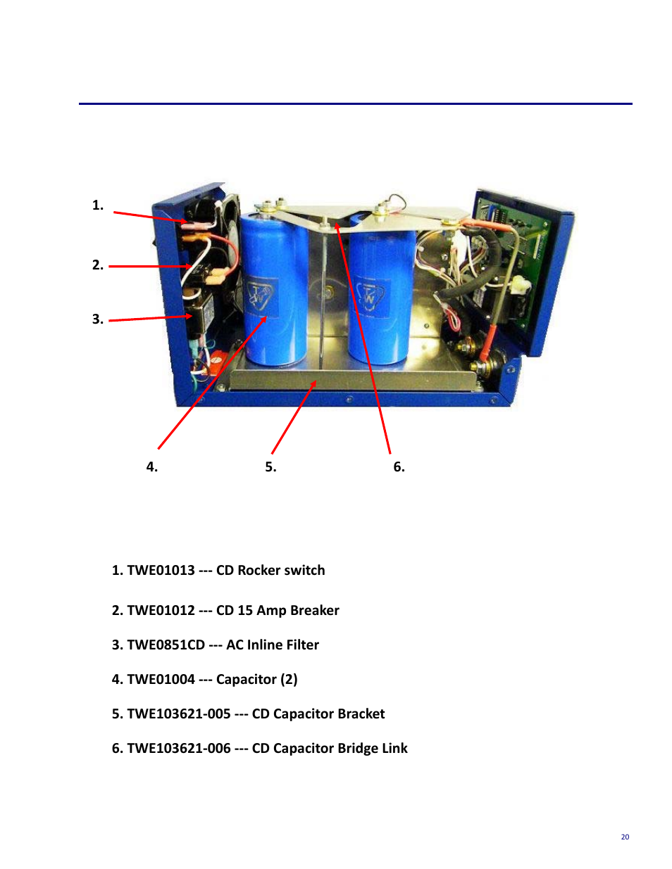 Internal components | Tru-Weld TWE250 CD Welder User Manual | Page 20 / 24