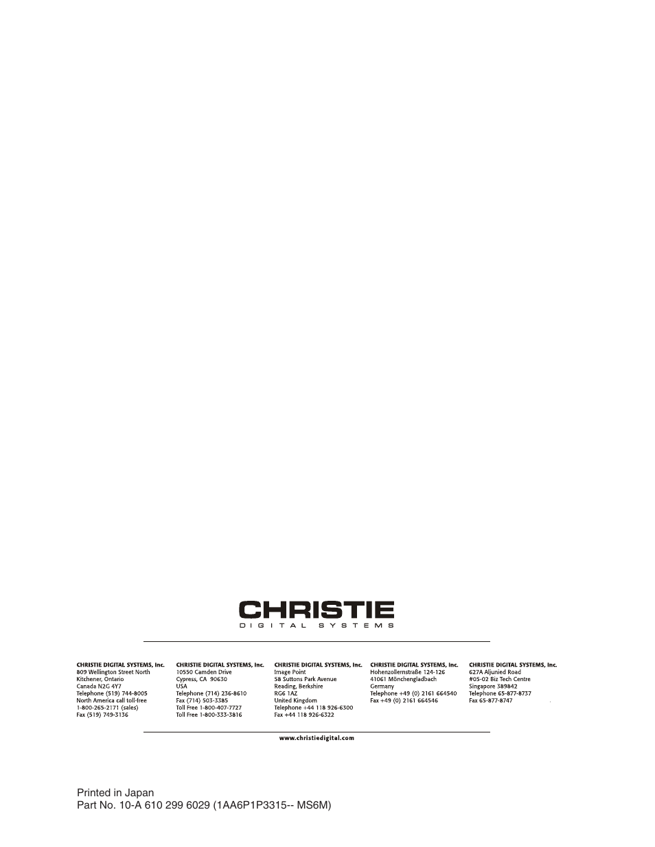 Christie Digital Systems 38-VIV003-01 User Manual | Page 44 / 44