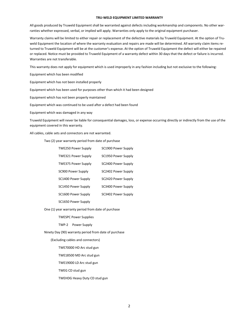 Tru-Weld SC2400 Arc Welder User Manual | Page 2 / 30