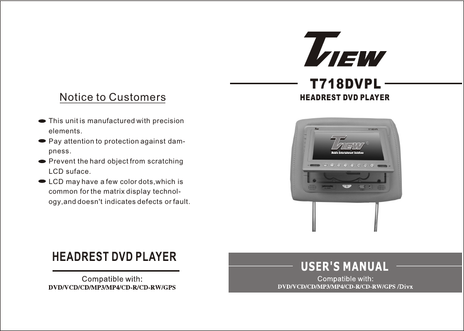 Tview T718DVPL-DVD User Manual | 9 pages