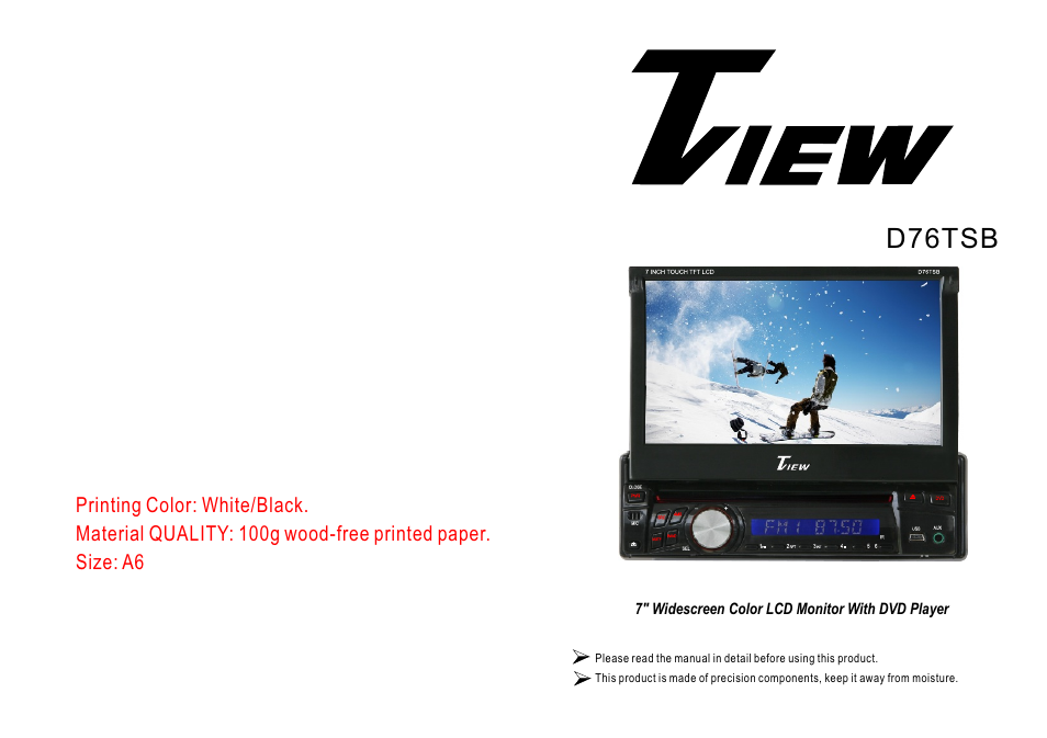 Tview D76TSB User Manual | 12 pages