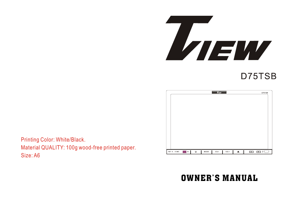 Tview D75TSB User Manual | 10 pages