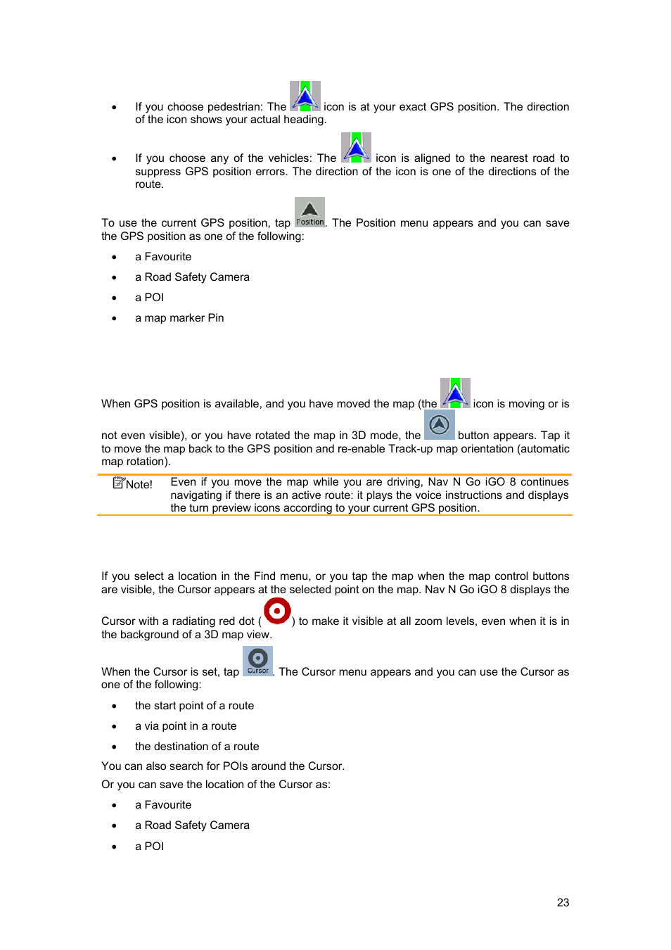 2 returning to normal navigation, 3 selected location (cursor), 4 original position in the cursor menu | Tview D65TSG User Manual | Page 23 / 88