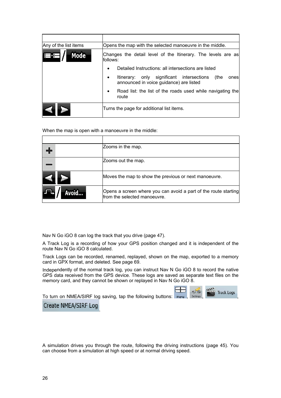 7 track logs, 8 route demonstration | Tview D65TSG User Manual | Page 26 / 88