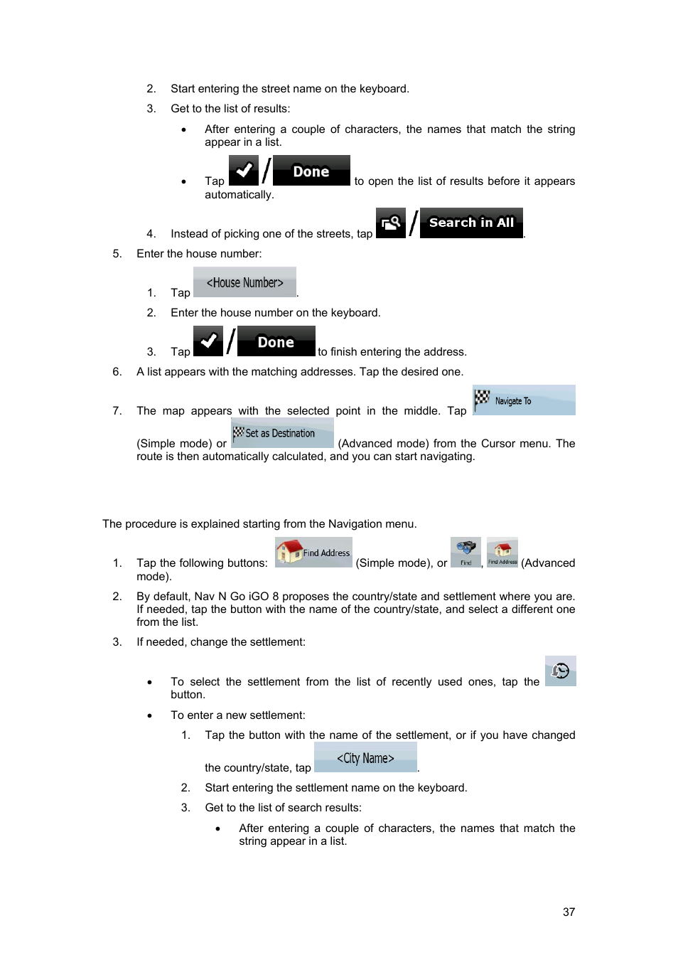 5 selecting an intersection as the destination | Tview D65TSG User Manual | Page 37 / 88