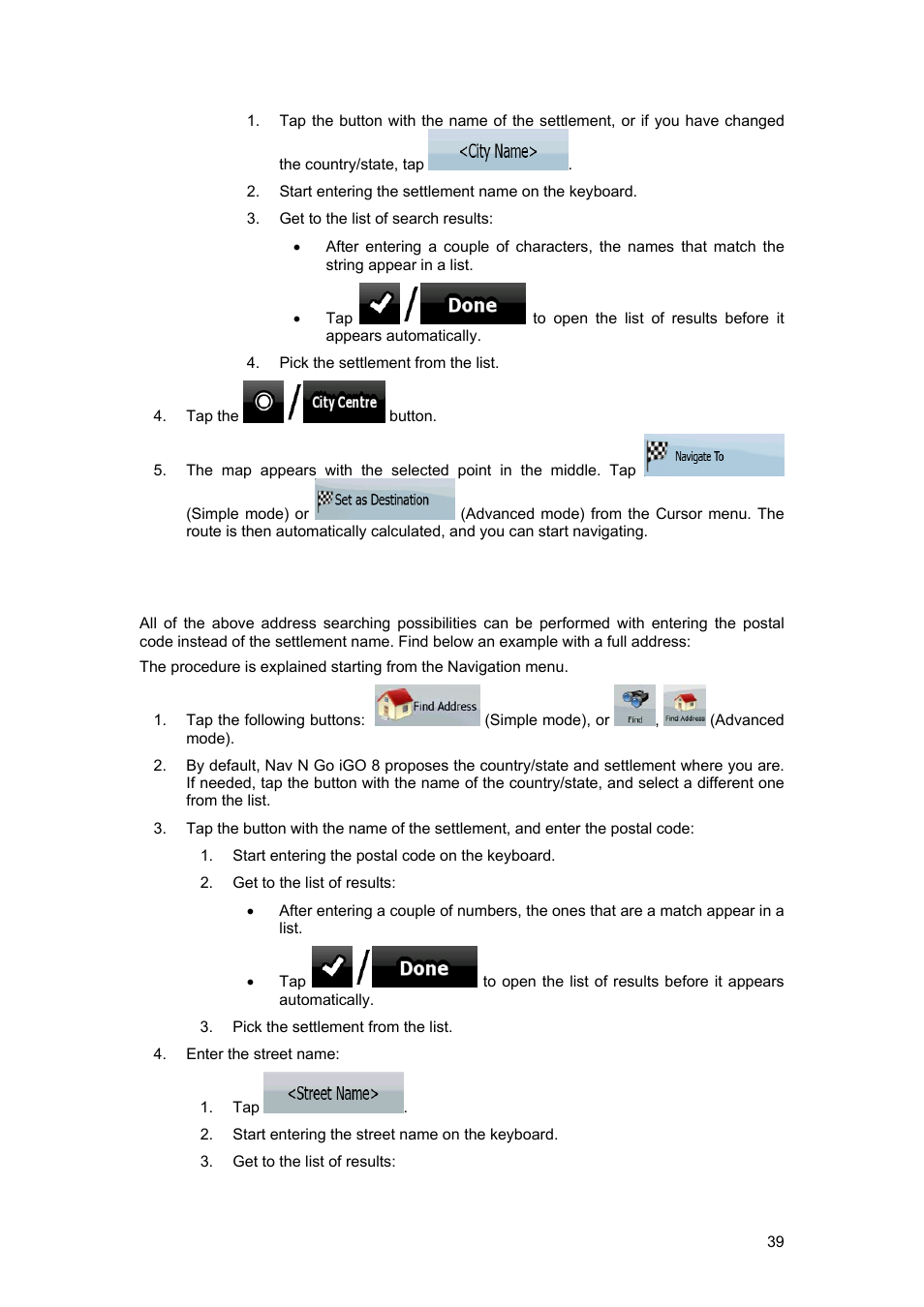 7 entering an address with a postal code, 39). this, 39). thi | Tview D65TSG User Manual | Page 39 / 88