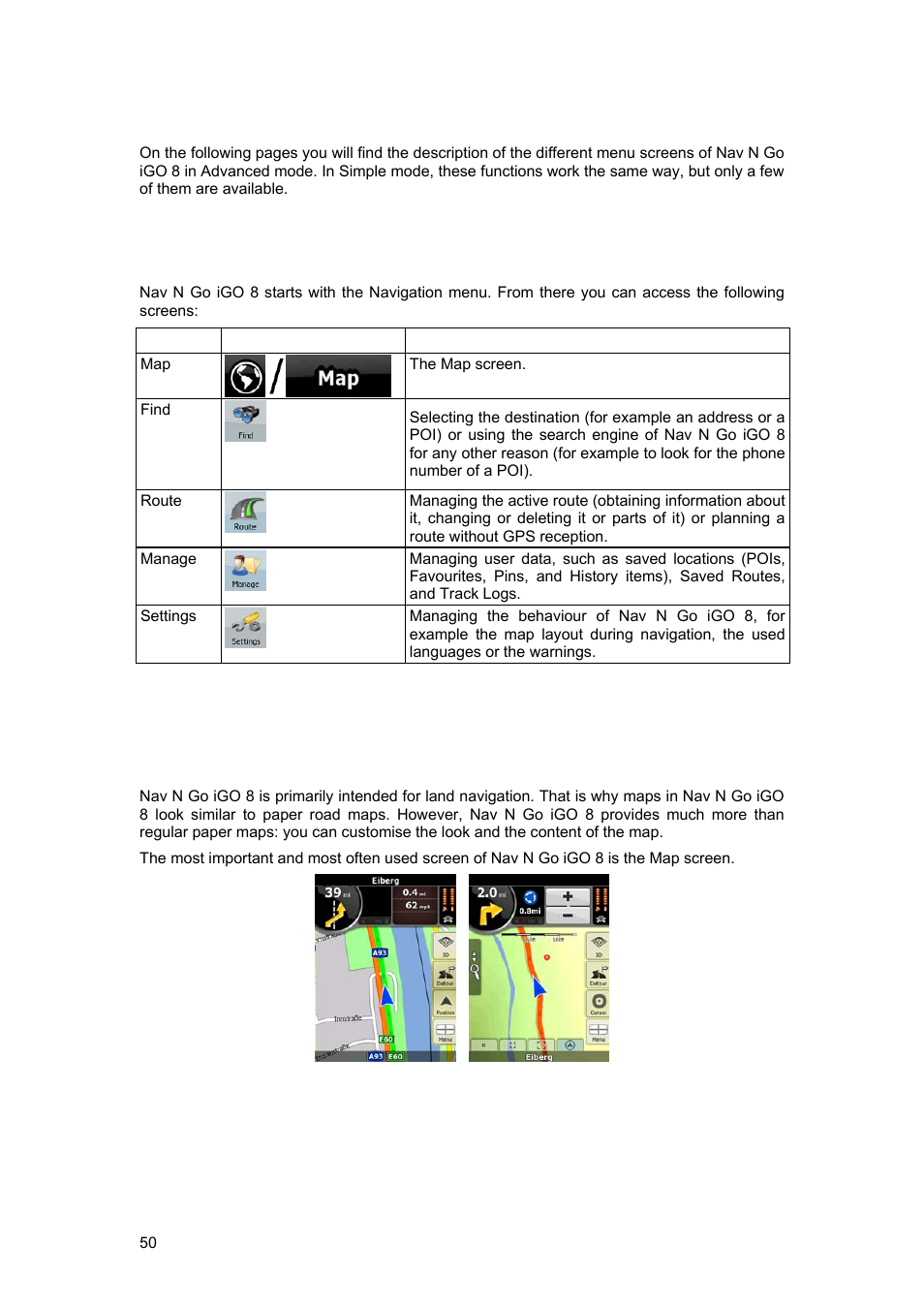 4 reference book (advanced mode), 1 map screen | Tview D65TSG User Manual | Page 50 / 88