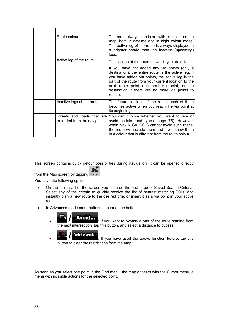 3 detour menu, 4 cursor menu | Tview D65TSG User Manual | Page 58 / 88