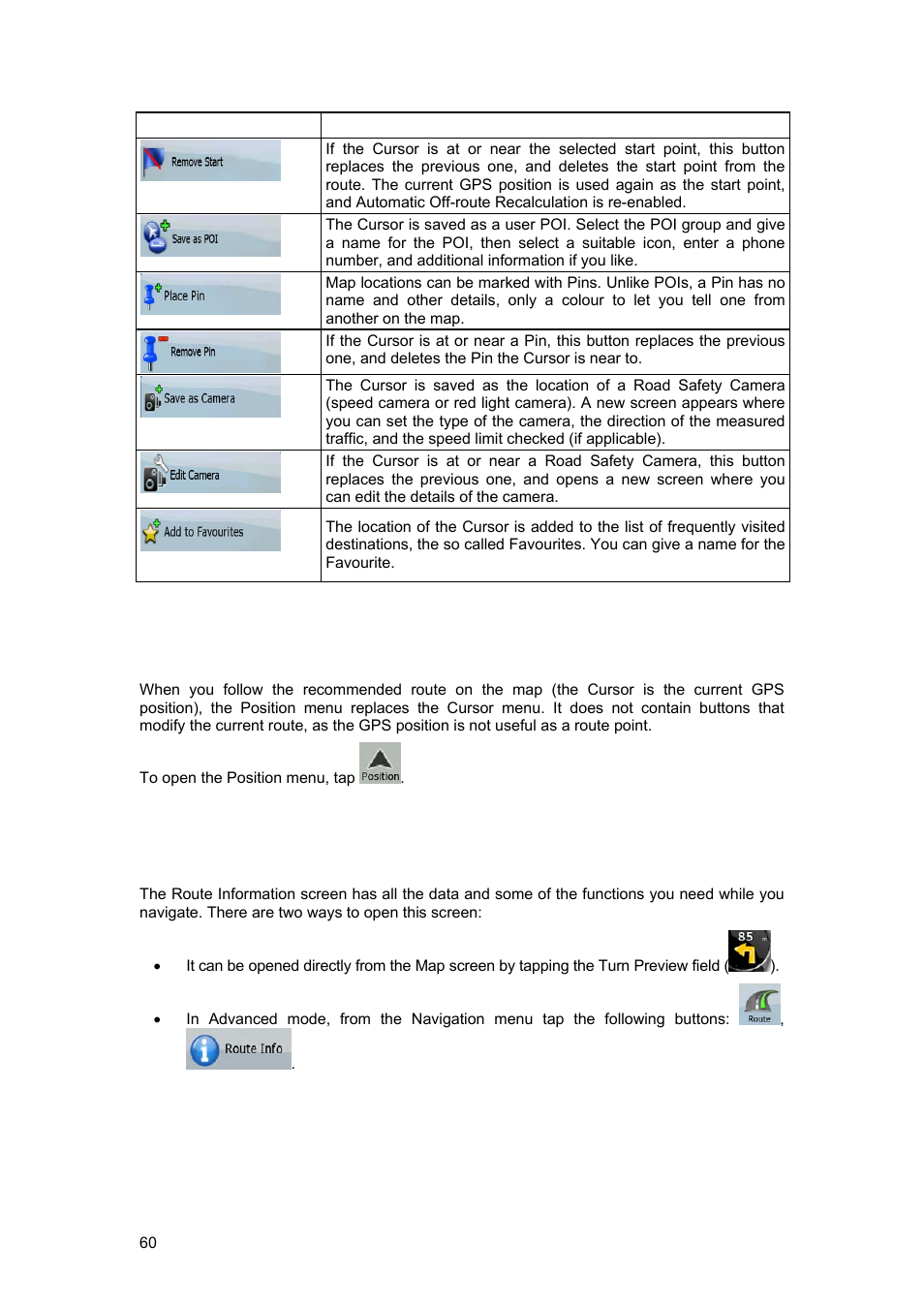 5 position menu, 6 route information screen | Tview D65TSG User Manual | Page 60 / 88