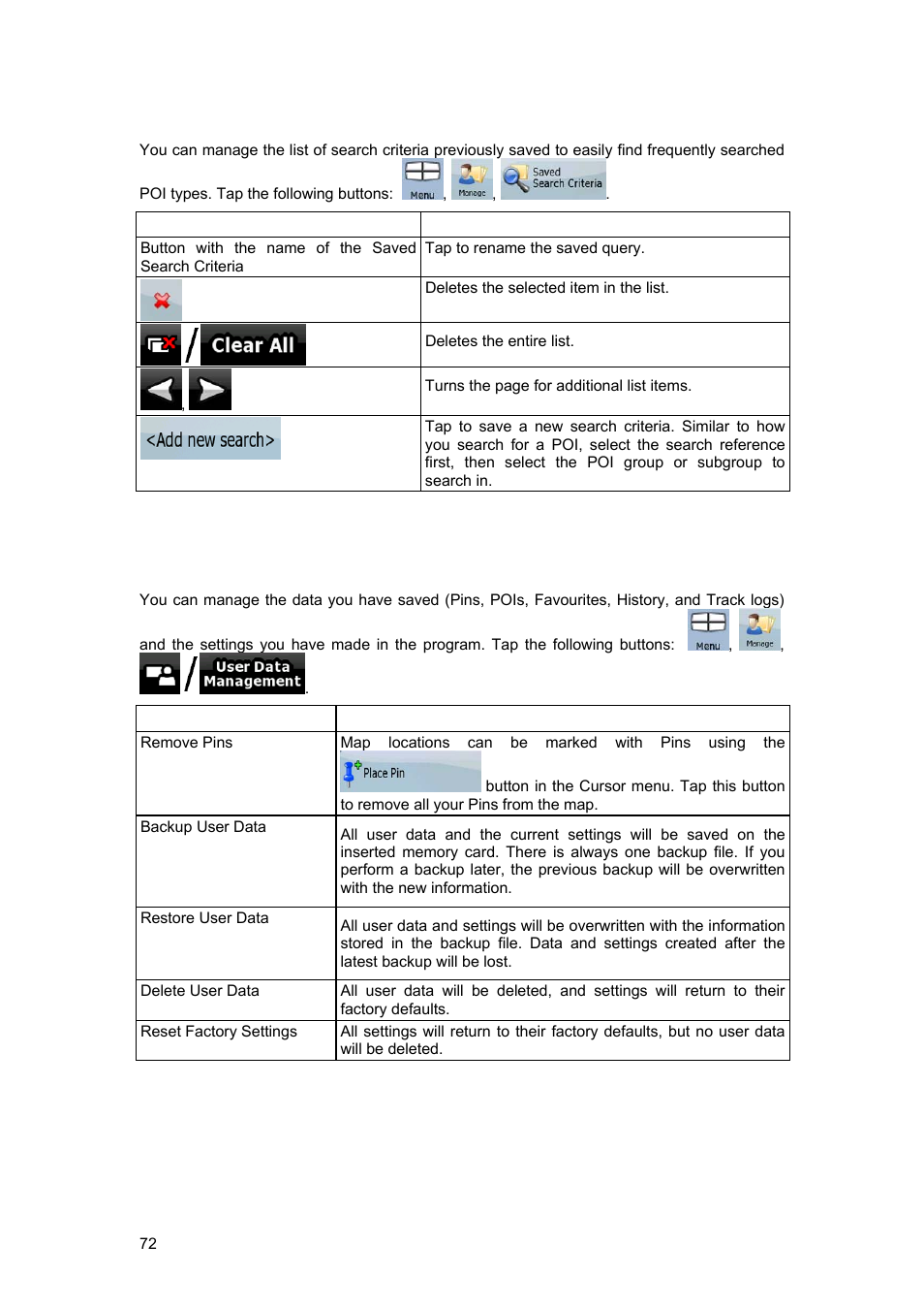 6 manage saved search criteria, 7 user data management | Tview D65TSG User Manual | Page 72 / 88