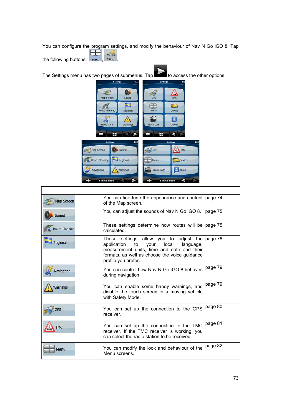 5 settings menu | Tview D65TSG User Manual | Page 73 / 88