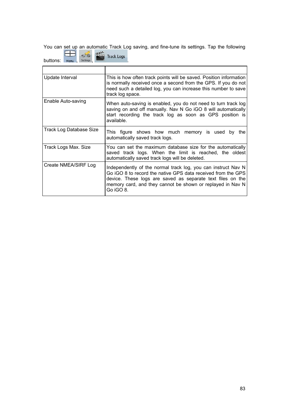 11 track log settings | Tview D65TSG User Manual | Page 83 / 88