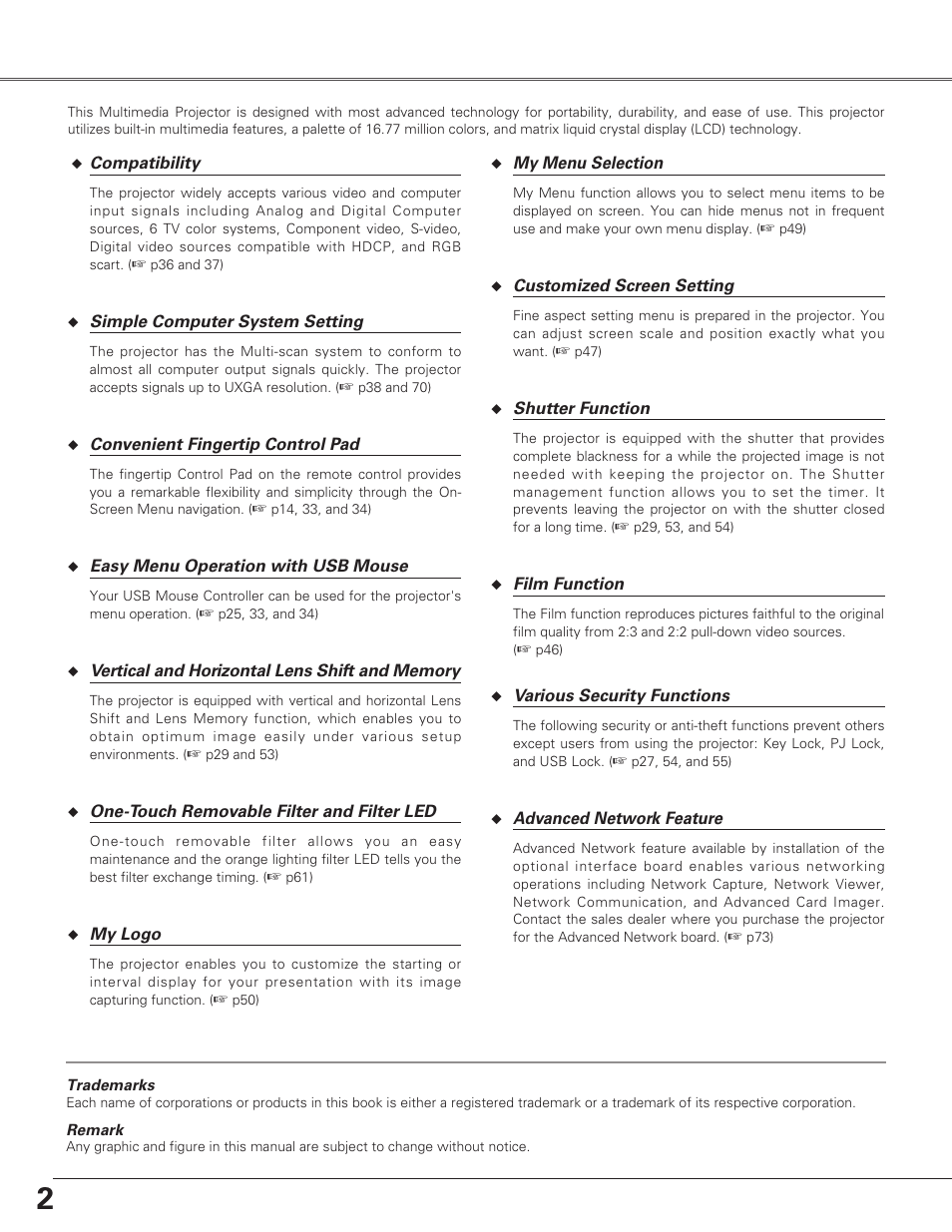 Features and design | Christie Digital Systems Christie LX66A User Manual | Page 2 / 84
