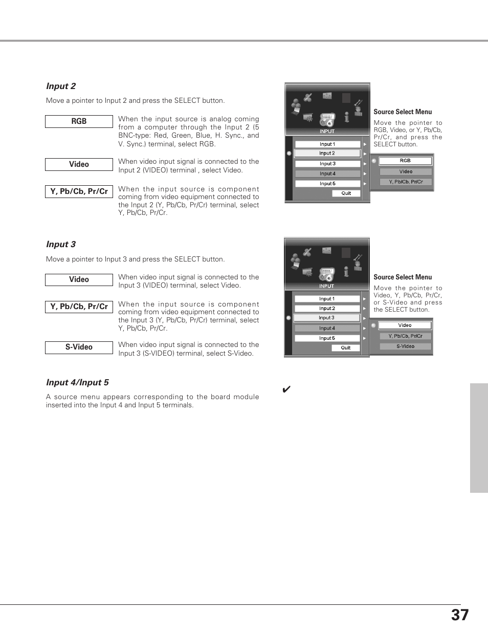 Inpu, Input | Christie Digital Systems Christie LX66A User Manual | Page 37 / 84