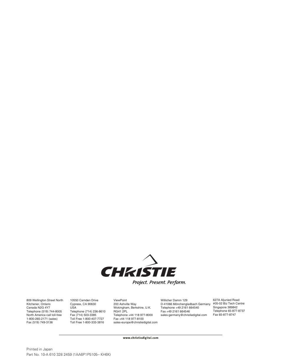 Christie Digital Systems Christie LX66A User Manual | Page 84 / 84