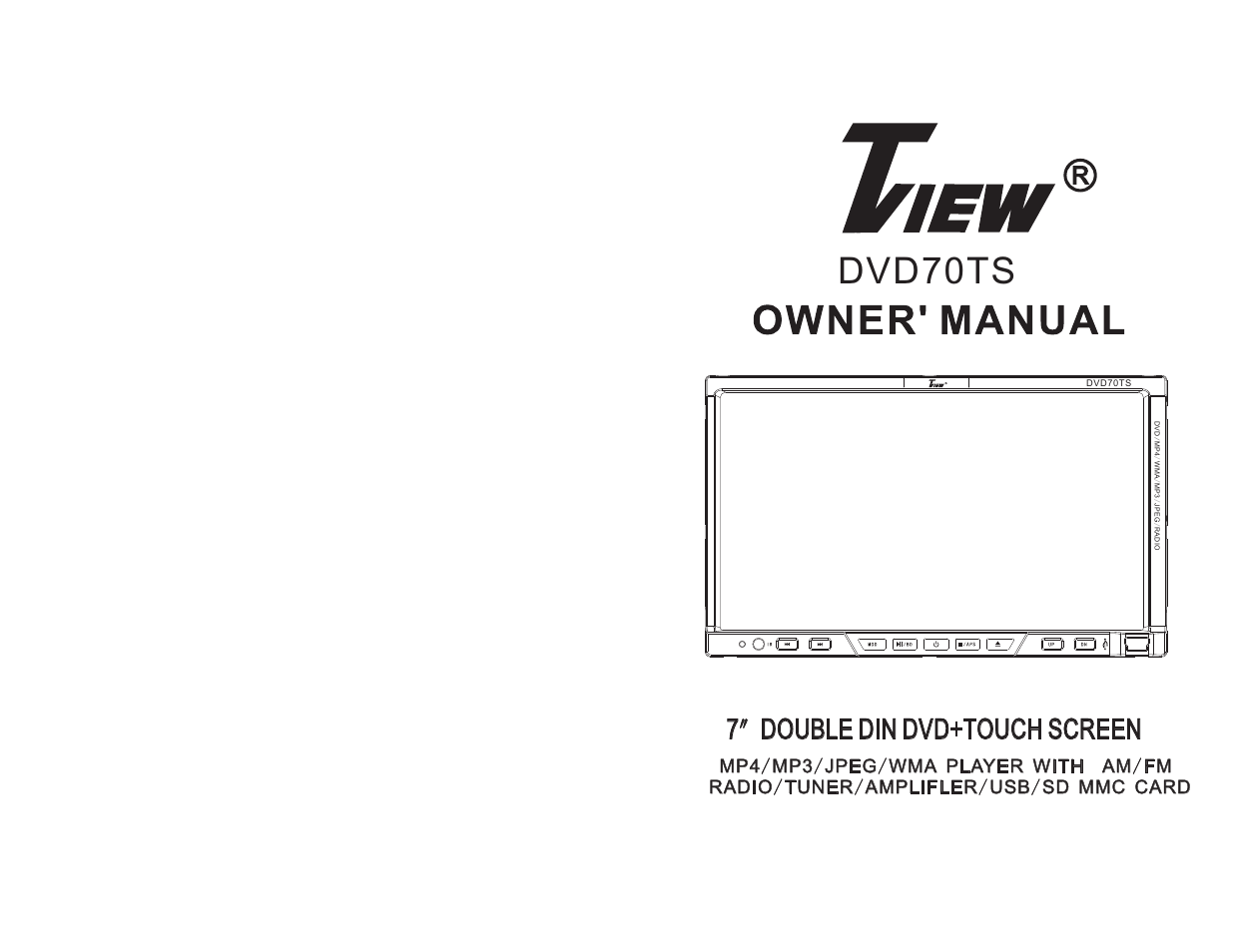 Tview DVD70TS User Manual | 8 pages