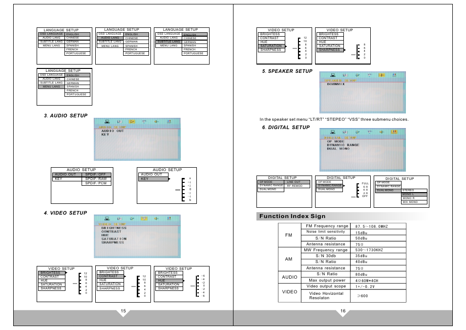 页 10, Function index sign, 3 . audio setup | Tview D760BD User Manual | Page 10 / 11