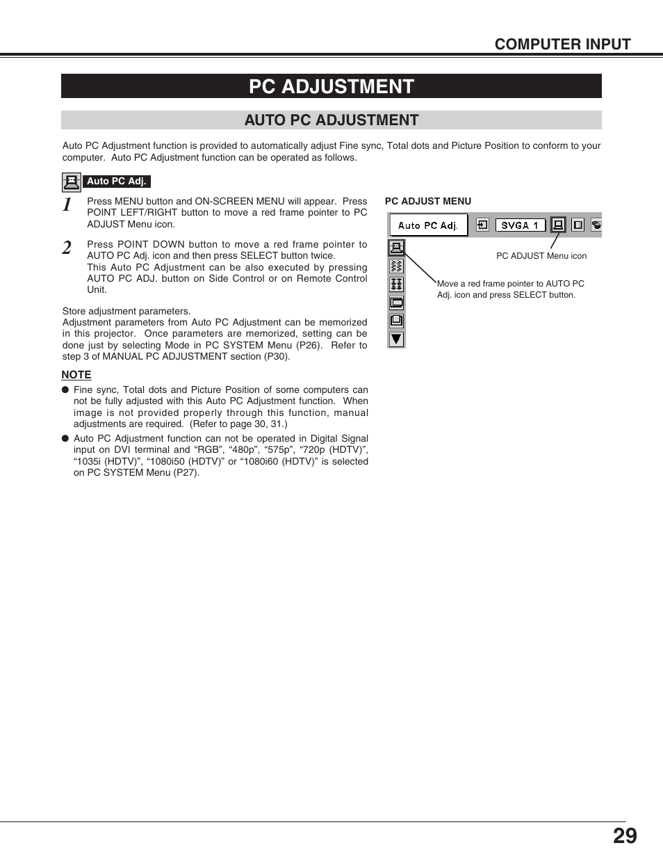 Pc adjustment | Christie Digital Systems 38-VIV403-01 User Manual | Page 29 / 56