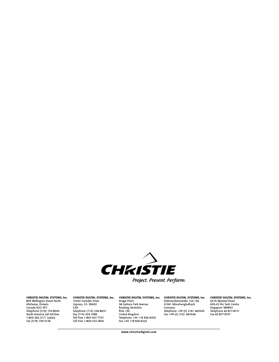 Christie Digital Systems 38-VIV205-01 User Manual | Page 44 / 44