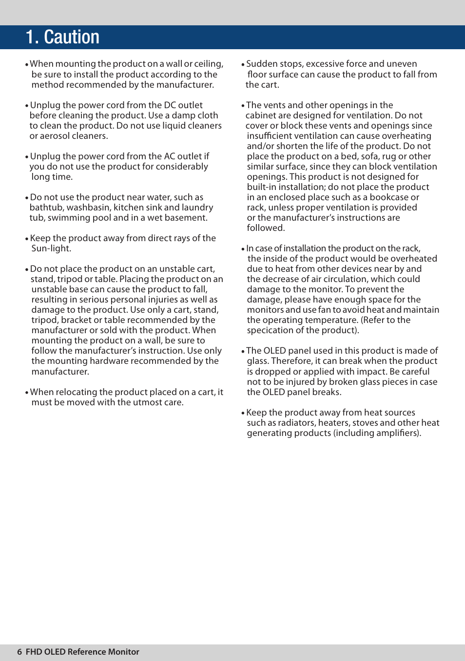 Caution | TVLogic LEM-250C User Manual | Page 6 / 44