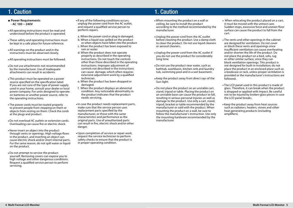 Caution | TVLogic LHM-420A User Manual | Page 3 / 13