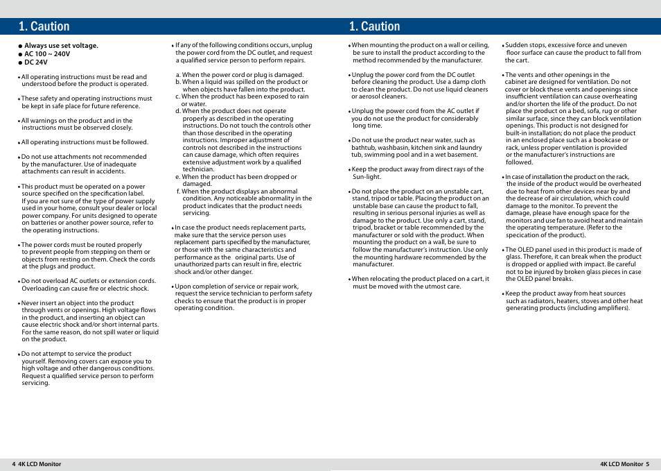 Caution | TVLogic LUM-300W User Manual | Page 3 / 17