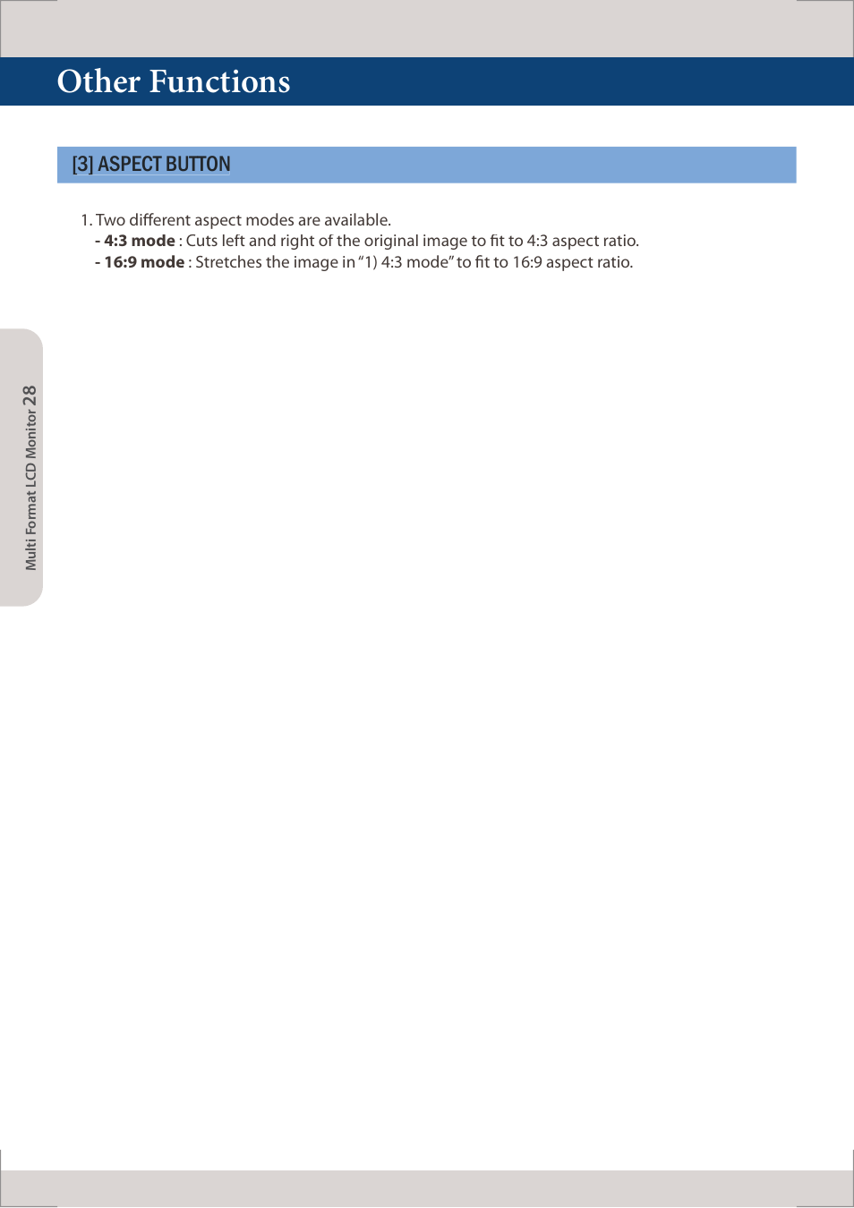 Other functions, 3] aspect button | TVLogic LUM-560W (4K) User Manual | Page 28 / 34