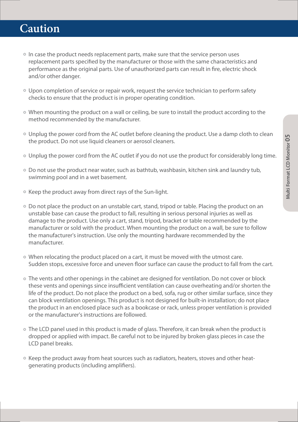 Caution | TVLogic LUM-560W (4K) User Manual | Page 5 / 34