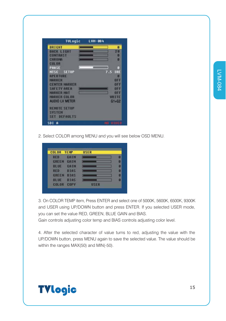 Lvm-084 | TVLogic LVM-084 User Manual | Page 15 / 24